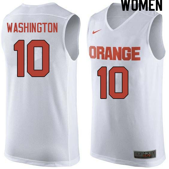 Women #10 Howard Washington Syracuse White College Basketball Jerseys Sale-White